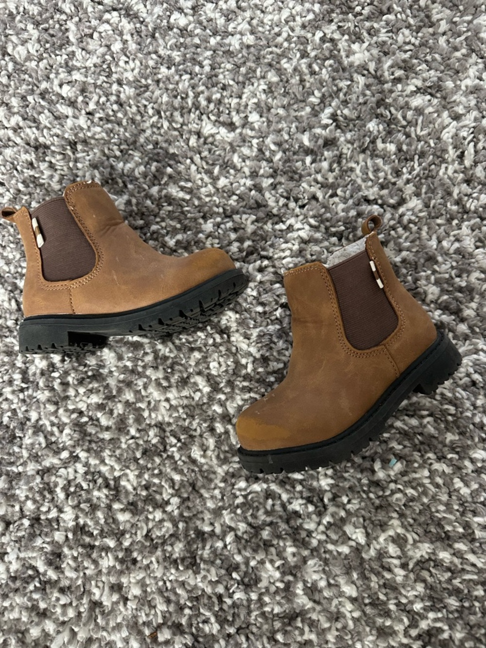 Kids Brown Chelsea Boots - Durable Slip-On Ankle Boots toddler size 7